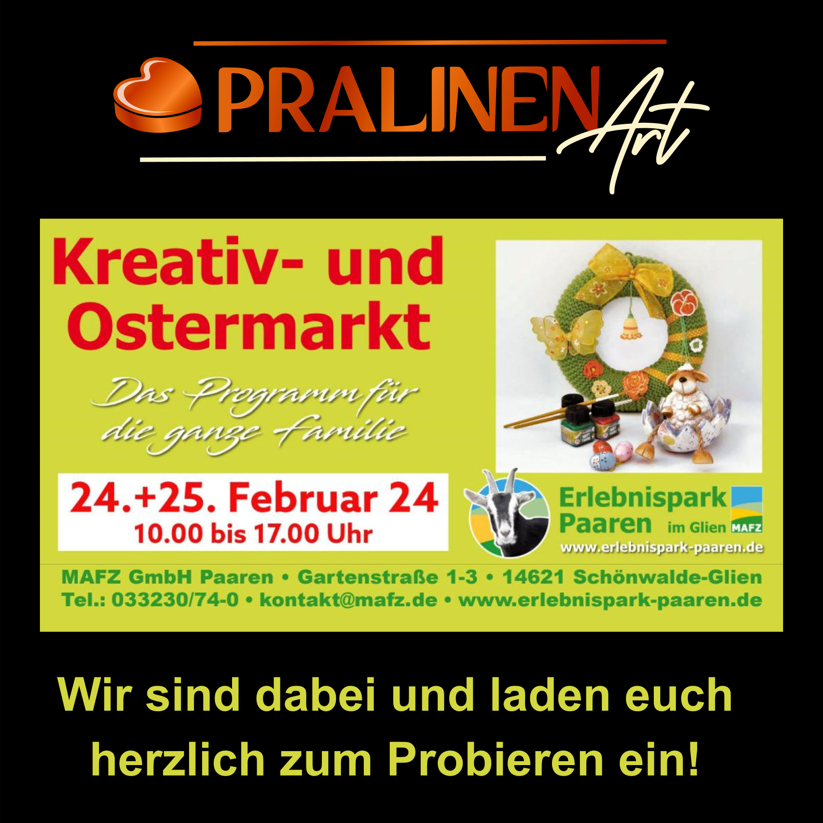 Entdecke PralinenArt auf dem Kreativ- und Ostermarkt Paaren Glien!