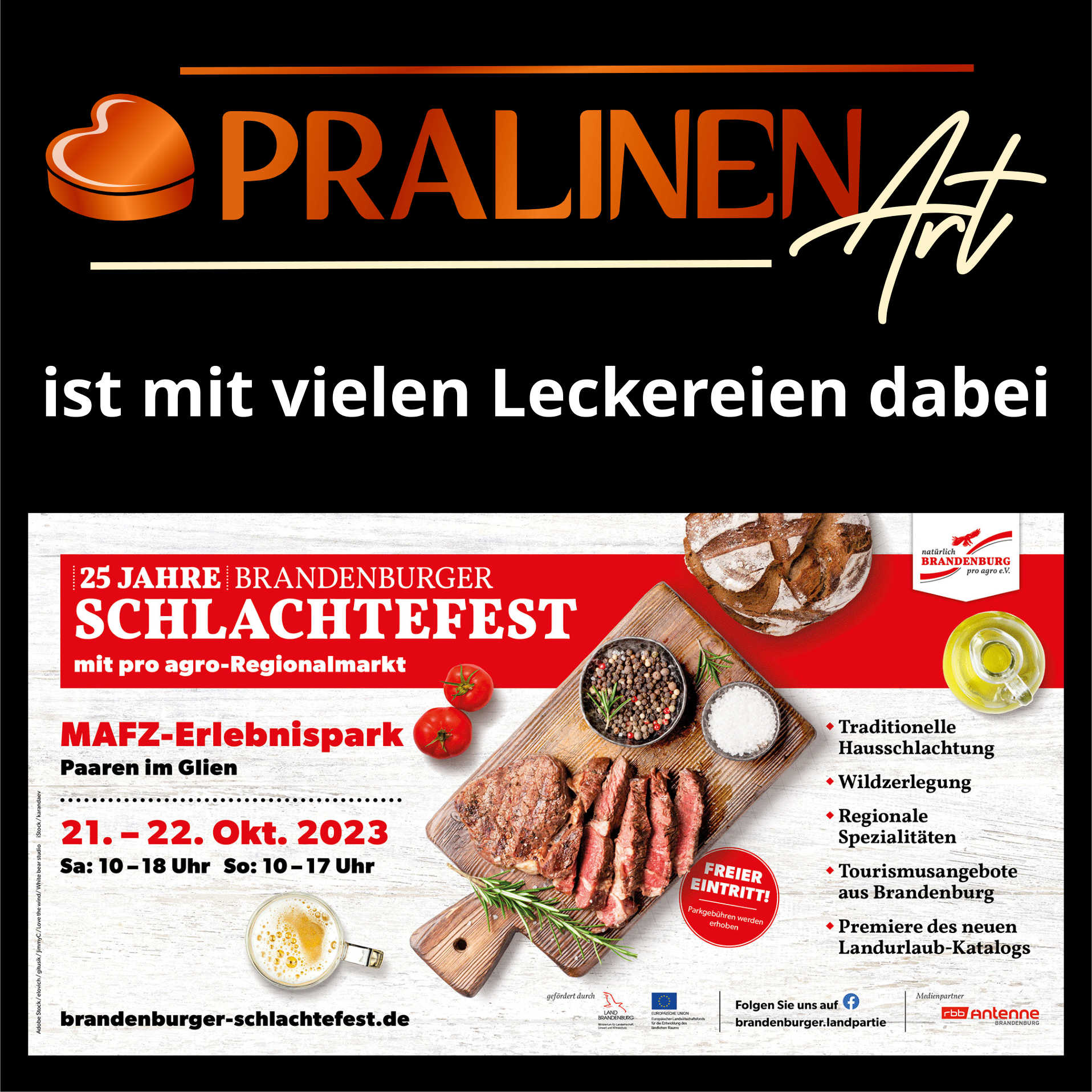 S&uuml;&szlig;e Gen&uuml;sse von PralinenArt auf dem Schlachtefest in Paaren Glien